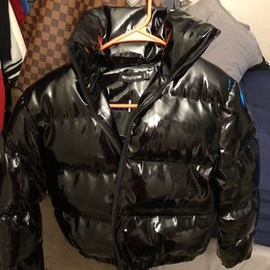 Black Patent Leather Cropped PLT Jacket